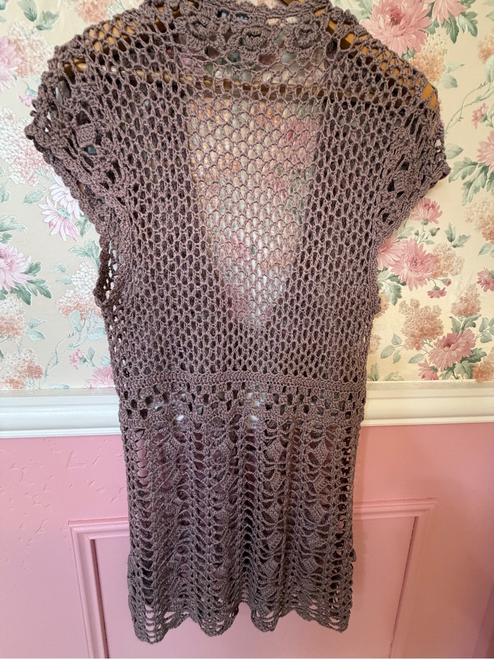 Vertigo Paris Mauve Crochet Tie-Front Open Cardigan - Picture 5 of 5